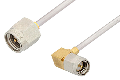 SMA Male to SMA Male Right Angle Cable Using PE-SR405AL Coax