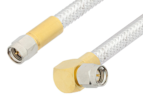 SMA Male to SMA Male Right Angle Cable Using PE-SR401FL Coax