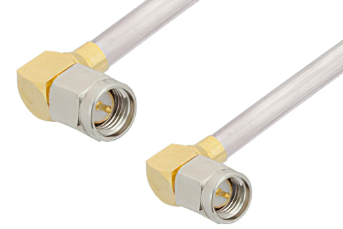 SMA Male Right Angle to SMA Male Right Angle Cable Using PE-SR402AL Coax