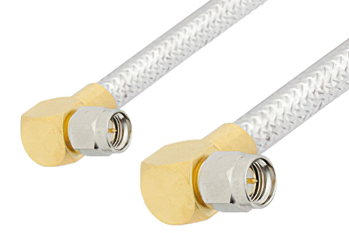 SMA Male Right Angle to SMA Male Right Angle Cable Using PE-SR401FL Coax, RoHS