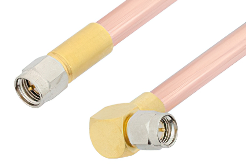 SMA Male to SMA Male Right Angle Cable Using RG401 Coax