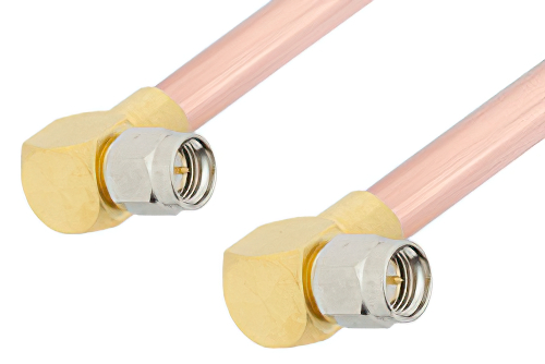 SMA Male Right Angle to SMA Male Right Angle Cable Using RG401 Coax, RoHS