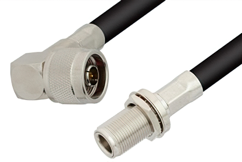 N Male Right Angle to N Female Bulkhead Cable Using PE-B405 Coax