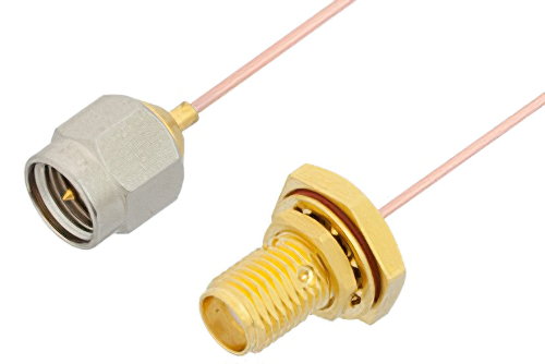 SMA Male to SMA Female Bulkhead Cable Using PE-034SR Coax