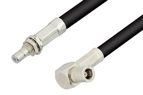 SMB Plug Right Angle to SMB Jack Bulkhead Cable Using RG58 Coax, RoHS