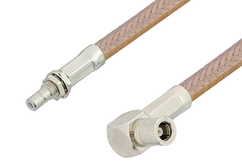 SMB Plug Right Angle to SMB Jack Bulkhead Cable Using RG400 Coax