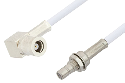SMB Plug Right Angle to SMB Jack Bulkhead Cable Using RG188-DS Coax