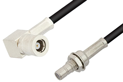 SMB Plug Right Angle to SMB Jack Bulkhead Cable Using PE-B100 Coax