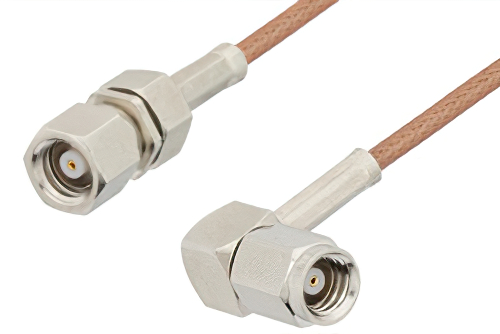 SMC Plug to SMC Plug Right Angle Cable Using RG178 Coax, RoHS