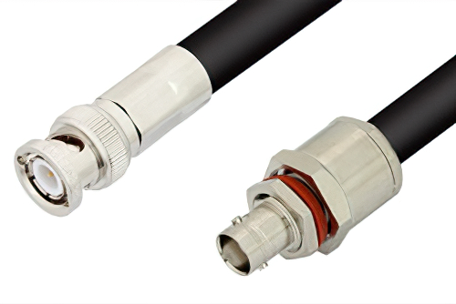 BNC Male to BNC Female Bulkhead Cable Using RG213 Coax, RoHS