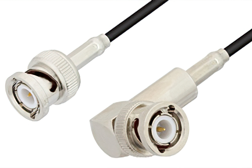 BNC Male to BNC Male Right Angle Cable Using RG174 Coax