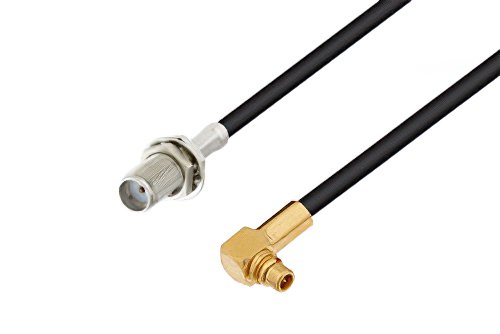 SMA Female Bulkhead to MMCX Plug Right Angle Cable Using RG174 Coax