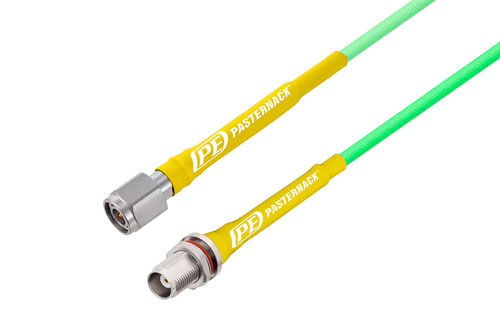 Tnc Male To Tnc Female Bulkhead Low Loss Cable 60 Inch Length Using Pe P142ll Coax With Heatshrink 2954