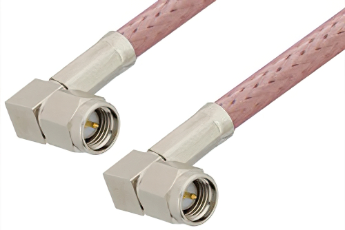 SMA Male Right Angle to SMA Male Right Angle Cable Using RG142 Coax