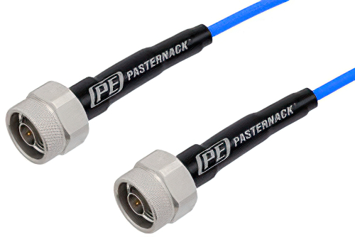 N Male to N Male Cable 60 Inch Length Using PE-P141 Coax with HeatShrink, LF Solder, RoHS