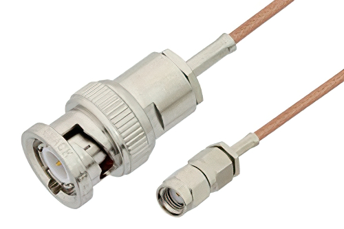 Reverse Polarity SMA Male to BNC Male Cable Using RG178 Coax, RoHS