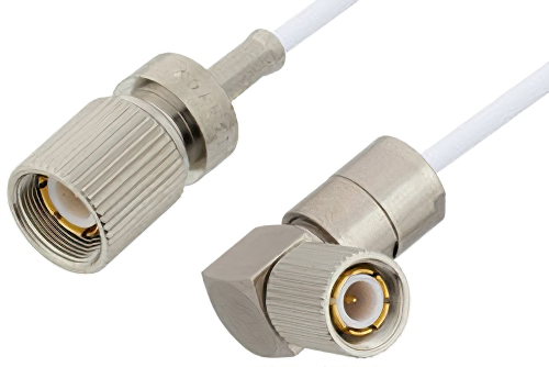 75 Ohm 1.6/5.6 Plug to 75 Ohm 1.6/5.6 Plug Right Angle Cable Using 75 Ohm RG187 Coax, RoHS