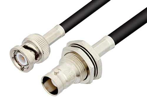 BNC Male to BNC Female Bulkhead Cable Using RG58 Coax, RoHS