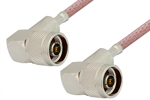 N Male Right Angle to N Male Right Angle Cable Using RG142 Coax, RoHS