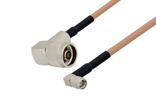 N Male Right Angle To Sma Male Right Angle Cable 12 Inch Length Using Rg400 Coax With Heatshrink 3398