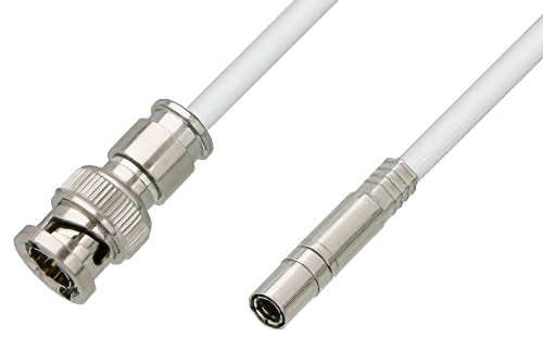 75 Ohm Mini SMB Plug to 75 Ohm BNC Male Cable Using 75 Ohm PE-B159-WH White Coax