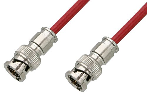 75 Ohm BNC Male to 75 Ohm BNC Male Cable Using 75 Ohm PE-B159-RD Red Coax