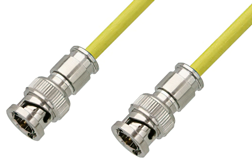 75 Ohm BNC Male to 75 Ohm BNC Male Cable Using 75 Ohm PE-B159-YW Yellow Coax