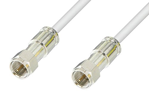 75 Ohm F Male to 75 Ohm F Male Cable Using 75 Ohm PE-B159-WH White Coax