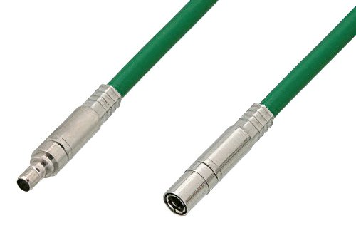 75 Ohm Mini SMB Plug to 75 Ohm Mini SMB Jack Cable Using 75 Ohm PE-B159-GR Green Coax