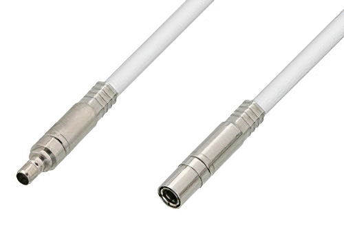 75 Ohm Mini SMB Plug to 75 Ohm Mini SMB Jack Cable 36 Inch Length Using 75 Ohm PE-B159-WH White Coax