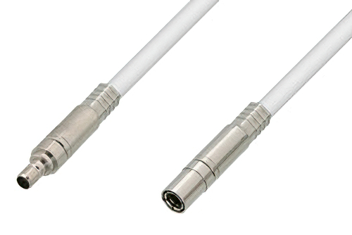 75 Ohm Mini SMB Plug to 75 Ohm Mini SMB Jack Cable Using 75 Ohm PE-B159-WH White Coax