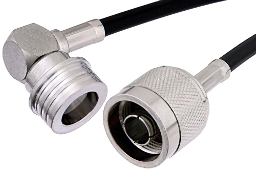 N Male to QN Male Right Angle Cable Using PE-C195 Coax