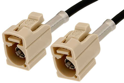 Beige FAKRA Jack to FAKRA Jack Cable Using RG174 Coax