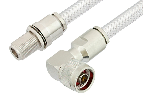 N Male Right Angle to N Female Bulkhead Cable Using PE-SR401FL Coax