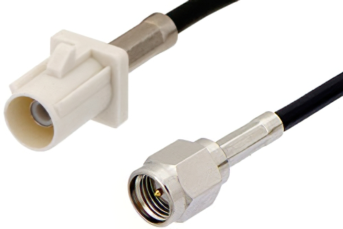 SMA Male to White FAKRA Plug Cable Using RG174 Coax