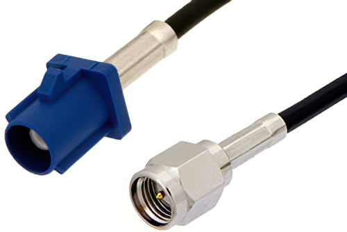 SMA Male to Blue FAKRA Plug Cable Using PE-C100-LSZH Coax