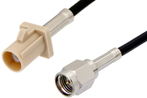 SMA Male to Beige FAKRA Plug Cable Using PE-C100-LSZH Coax