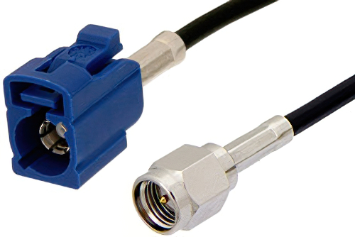 SMA Male to Blue FAKRA Jack Cable Using PE-C100-LSZH Coax