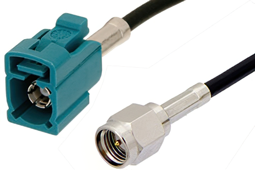 SMA Male to Water Blue FAKRA Jack Cable Using PE-C100-LSZH Coax