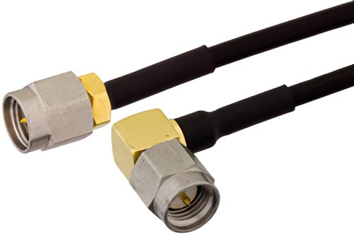 SMA Male Right Angle to SMA Male Cable Using PE-SR405FLJ Coax