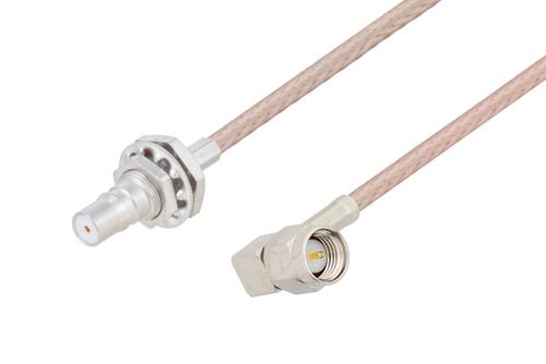 QMA Female Bulkhead to SMA Male Right Angle Cable Using RG316-DS Coax