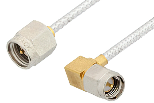 SMA Male to SMA Male Right Angle Cable Using PE-SR405FL Coax