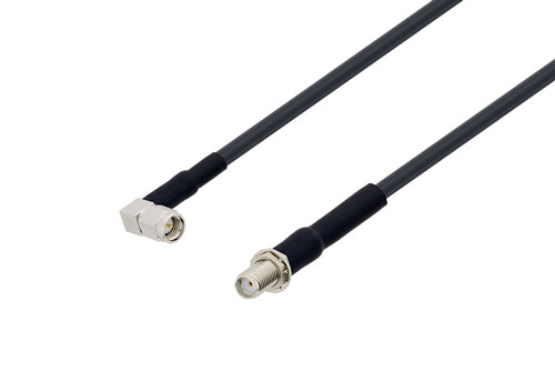 Sma Female Bulkhead To Sma Male Right Angle Low Loss Cable 24 Inch Length Using Lmr 195 Coax 4218