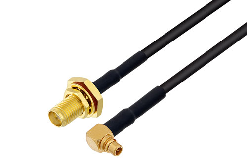 Mmcx Plug Right Angle To Sma Female Bulkhead Low Loss Cable Using Lmr 100 Coax With Heatshrink 4592