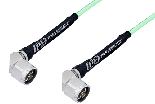 N Male Right Angle to N Male Right Angle Low Loss Cable Using PE-P142LL Coax, RoHS