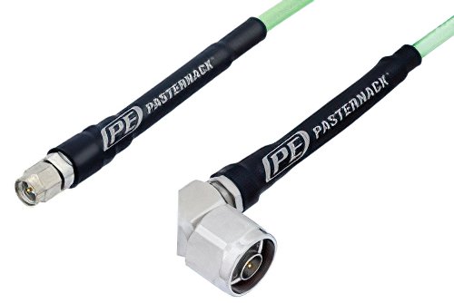 SMA Male to N Male Right Angle Cable Using PE-P142LL Coax