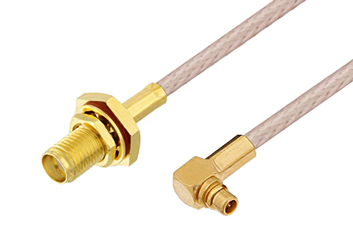 MMCX Plug Right Angle to SMA Female Bulkhead Cable Using RG316 Coax