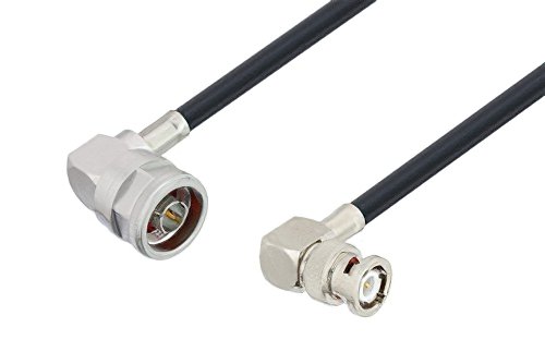 N Male Right Angle to BNC Male Right Angle Low Loss Cable Using LMR-240-UF Coax