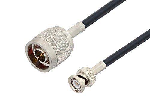 N Male to BNC Male Cable Using LMR-195 Coax , LF Solder