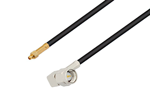 MMCX Plug to SMA Male Right Angle Cable Using LMR-100 Coax , LF Solder